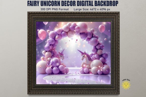Download Fairy Unicorn Decor Digital Backdrop - Unicorn decor Collection