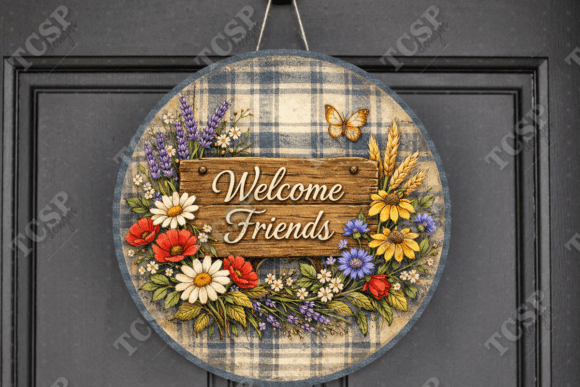 Download Floral Welcome Friends Door Sign - Friend Collection