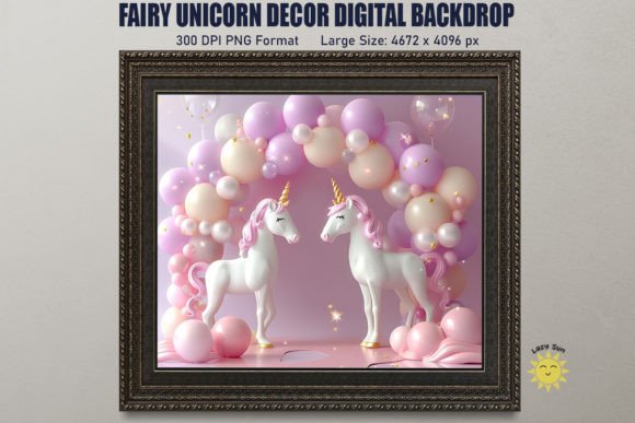 Download Fairy Unicorn Decor Digital Backdrop - Unicorn decor Collection