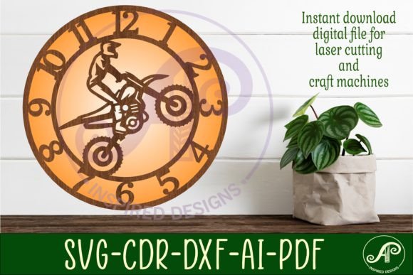 Download Motocross Wall Clock Laser Cut Files - Laser cut files Collection