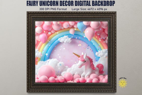 Download Fairy Unicorn Decor Digital Backdrop - Unicorn decor Collection