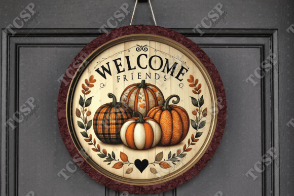 Download Fall Welcome Friends Door Sign - Friend Collection