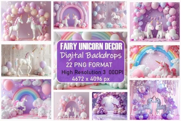 Download Fairy Unicorn Decor Digital Backdrops Bundle - Premium Bundle