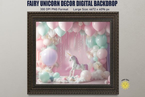 Download Fairy Unicorn Decor Digital Backdrop - Unicorn decor Collection