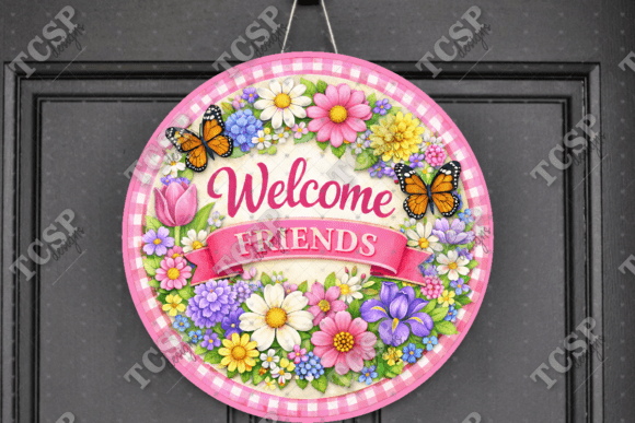 Download Spring Welcome Friends Door Sign - Friend Collection