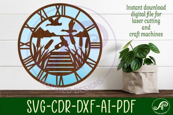 Download Lake Wall Clock Laser Cut Files, SVG - Laser cut files Collection