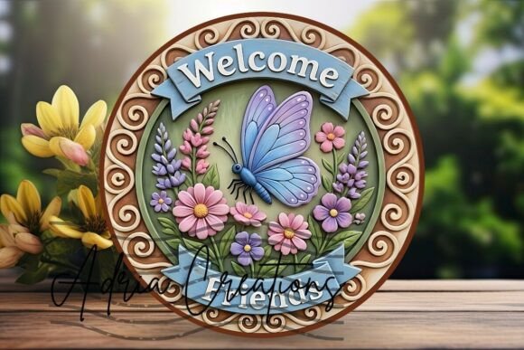 Download Welcome Friends Door Sign, Butterfly Png - Friend Collection