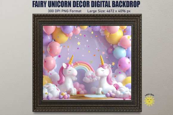 Download Fairy Unicorn Decor Digital Backdrop - Unicorn decor Collection