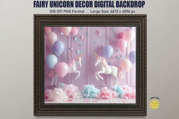 Download Fairy Unicorn Decor Digital Backdrop - Unicorn decor Collection