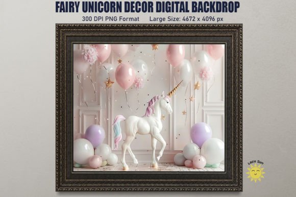 Download Fairy Unicorn Decor Digital Backdrop - Unicorn decor Collection