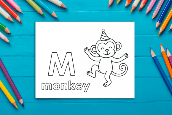 Download Letter M Coloring Page, Monkey Design - Monkey design Collection