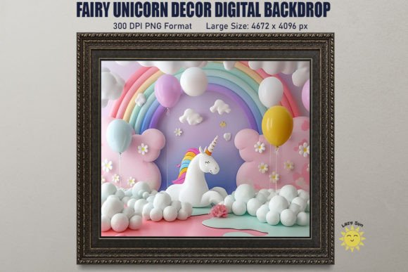 Download Fairy Unicorn Decor Digital Backdrop - Unicorn decor Collection