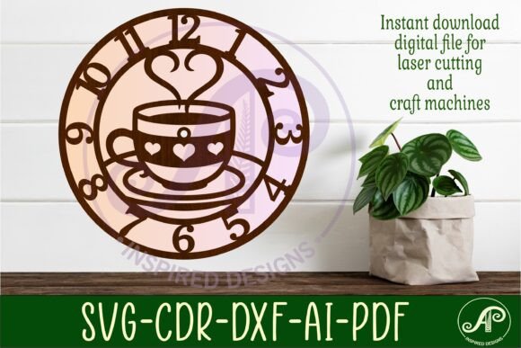 Download Coffee Cup Wall Clock Laser Cut Files - Laser cut files Collection