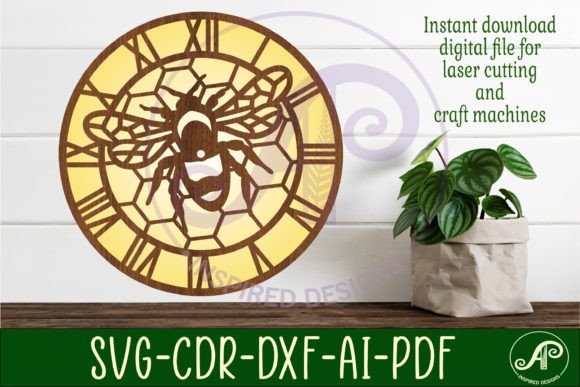 Download Bee Wall Clock Laser Cut Files, SVG File - Laser cut files Collection