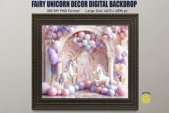 Download Fairy Unicorn Decor Digital Backdrop - Unicorn decor Collection