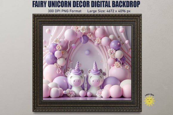 Download Fairy Unicorn Decor Digital Backdrop - Unicorn decor Collection