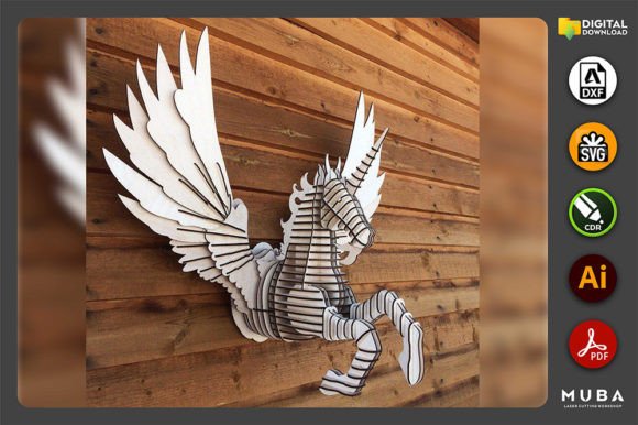 Download 3D Unicorn Decor Chart, Horse Laser Cut - Premium Resources