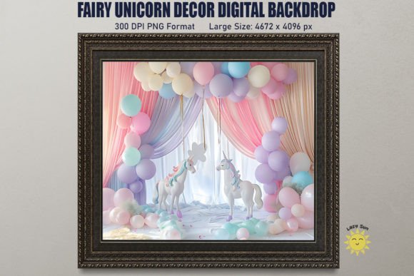 Download Fairy Unicorn Decor Digital Backdrop - Unicorn decor Collection