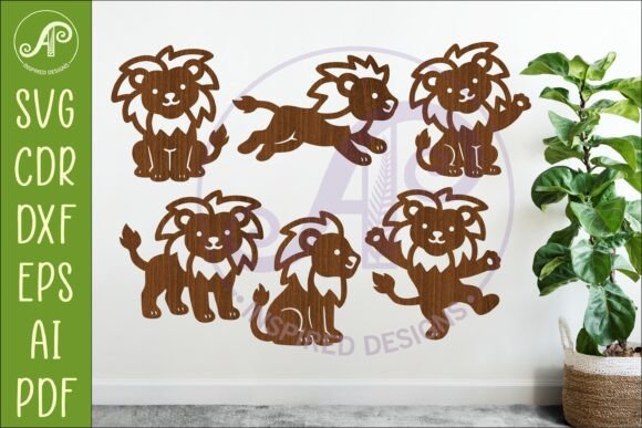 Download Cute Lions SVG Laser Cut Files Animals - Laser cut files Collection