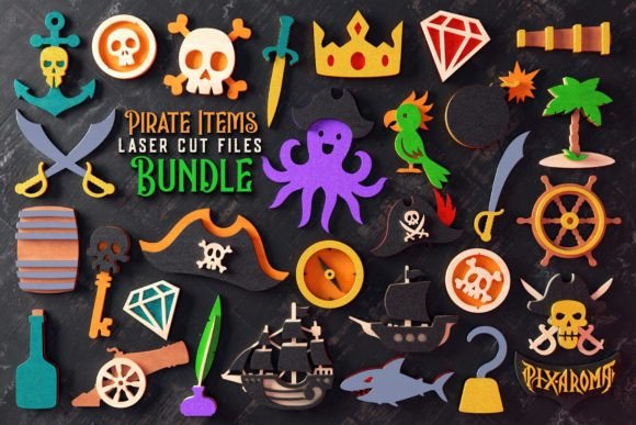 Download Pirate Items Bundle | Laser Cut Files - Laser cut files Collection