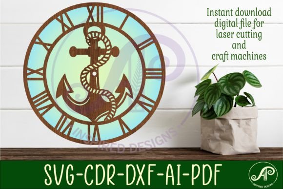 Download Anchor Wall Clock Laser Cut Files, SVG - Laser cut files Collection