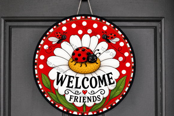 Download Welcome Friends Ladybug Door Sign - Friend Collection
