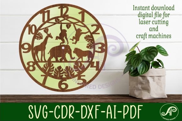 Download Safari Animal Wall Clock Laser Cut Files - Laser cut files Collection