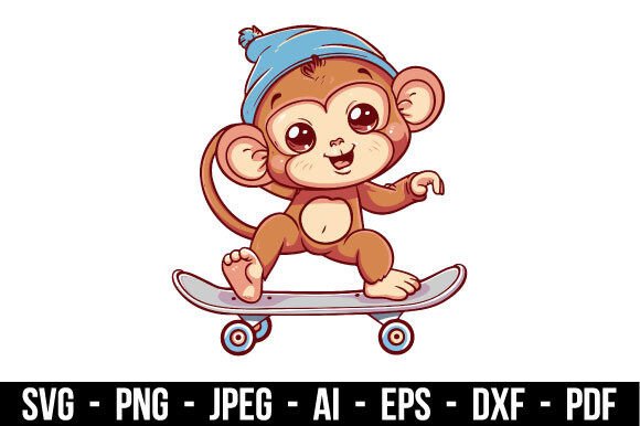 Download Skateboarding Monkey Design SVG - Monkey design Collection