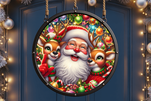 Download Cute Santa Reindeer Friends Door Sign - Friend Collection