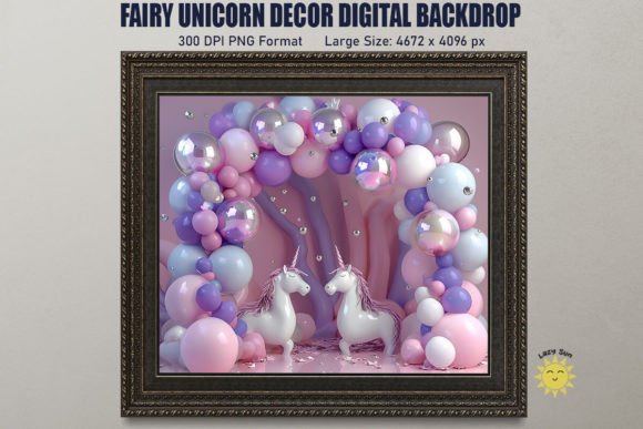 Download Fairy Unicorn Decor Digital Backdrop - Unicorn decor Collection