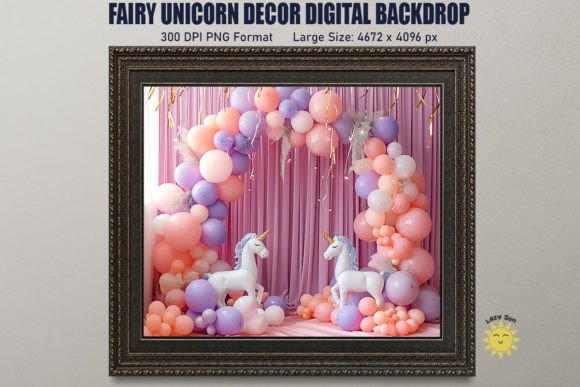Download Fairy Unicorn Decor Digital Backdrop - Unicorn decor Collection