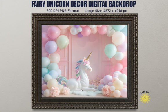 Download Fairy Unicorn Decor Digital Backdrop - Unicorn decor Collection